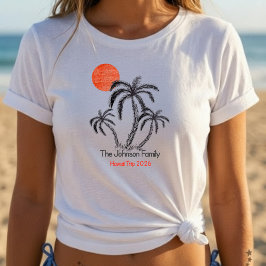 Tropisk solnedgång strand palmer familjesemester t shirt