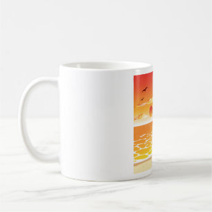 Tropisk solnedgång strand palmer ö kaffemugg