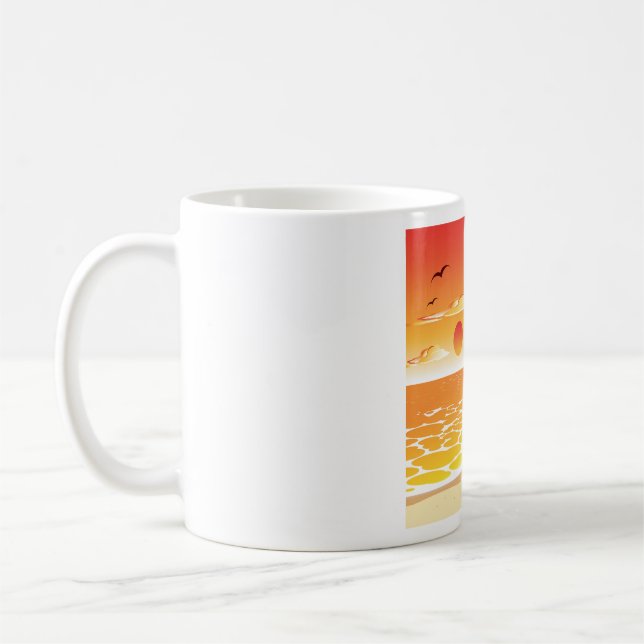 Tropisk solnedgång strand palmer ö kaffemugg (Vänster)