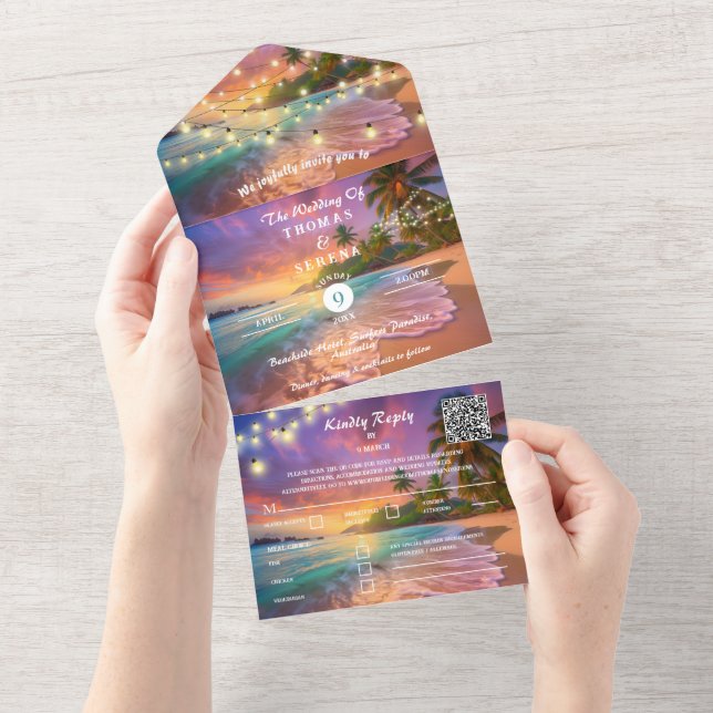 Tropisk Solnedgång Strand QR-kod Ocean (Tearaway)