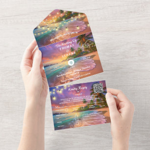 Tropisk Solnedgång Strand QR-kod Ocean