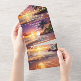 Tropisk Solnedgång Strand QR-kod Ocean