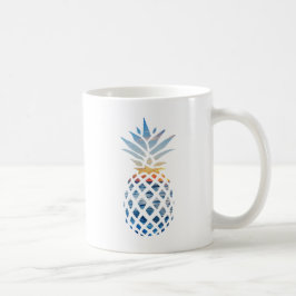 Tropisk solnedgång strand scen ananas kaffemugg