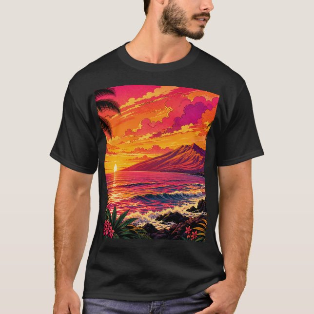 Tropisk solnedgång t shirt (Framsida)