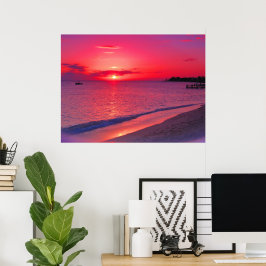 Tropisk solnedgångsstrand väggposter poster