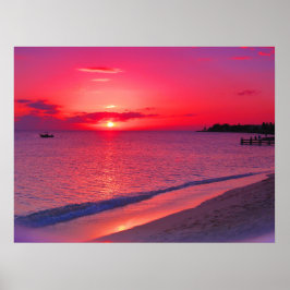Tropisk solnedgångsstrand väggposter poster