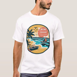 Tropisk solnedgångsstrandparadis t shirt