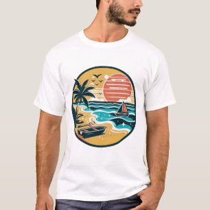 Tropisk solnedgångsstrandparadis t shirt