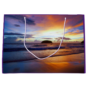 Tropisk solnedgångstrandkust