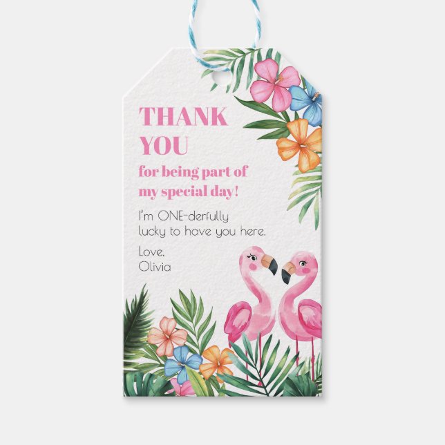 Tropisk Sommar 1:a Flamingo Nederländerna Födelsed Presentetikett (Framsidan)
