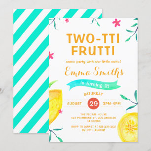 Tropisk sommar-2-tti-frutti-Aloha 2:a födelsedagen Inbjudningar