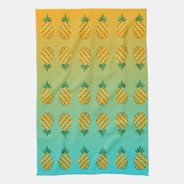 Tropisk sommar ananas kökshandduk (Vertikal)