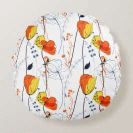 Tropisk sommar | blommigtar för vacker gult rund kudde