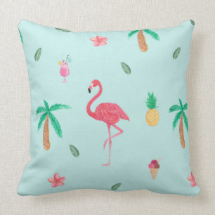 Tropisk Sommar Flamingo Blå Sängkammare Kollektion Kudde