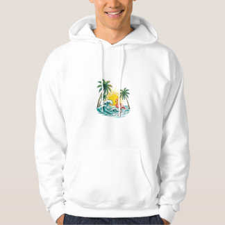 Tropisk sommar Flamingo Strand Design - Palmträd Hoodie