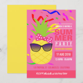 Tropisk sommar flicka födelsedagsfest inbjudan