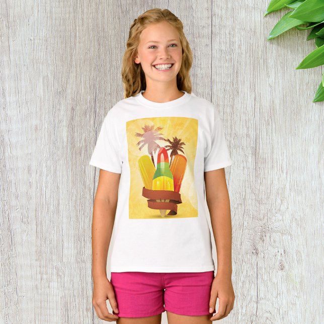 Tropisk sommar-glass och palmer t shirt (Skapare uppladdad)