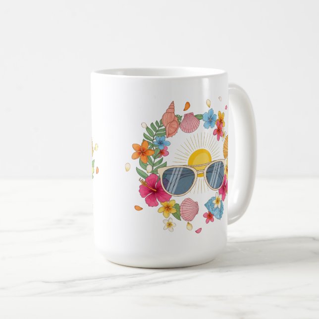 Tropisk sommar kaffemugge | Söt tekopp Kaffemugg (Framsida höger)