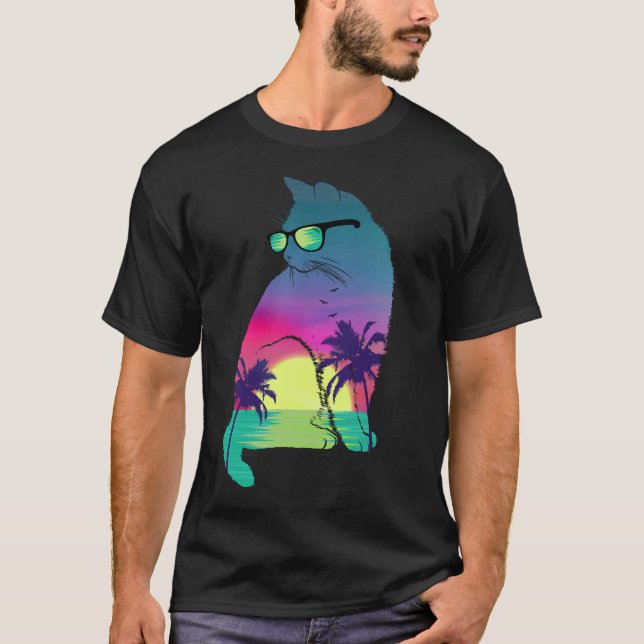 Tropisk sommar katt t shirt (Framsida)