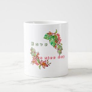 Tropisk sommar mönster med blommor och löv m jumbo mugg