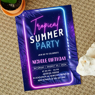 Tropisk sommar natt inbjudan fest