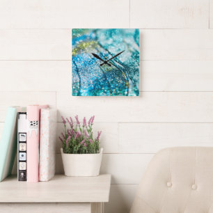 Tropisk sommar Oceanisk glitter Glam 2 Fyrkantig Klocka