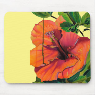 Tropisk sommar orange hibiskus musmatta