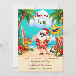 Tropisk sommar Santa julfest inbjudan