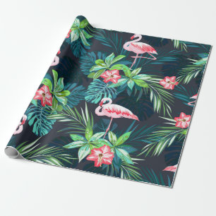 Tropisk sommar sömlös mönster med flamingo bir presentpapper