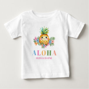 Tropisk sommar söt ananas 1-års födelsedagsfest t shirt