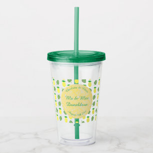 Tropisk sommarbröllop Pineapple och palmblad Take Away Mugg