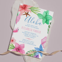 Tropisk sommarbudget födelsedagsfest inbjudan