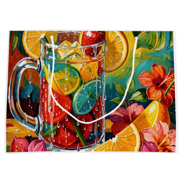 Tropisk sommarcocktail Impasto oljemålning (Framsidan)
