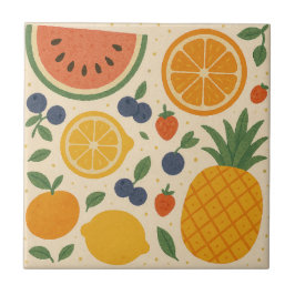 Tropisk sommarfruktplatta - vattenfärgskeramik Ar Kakelplatta