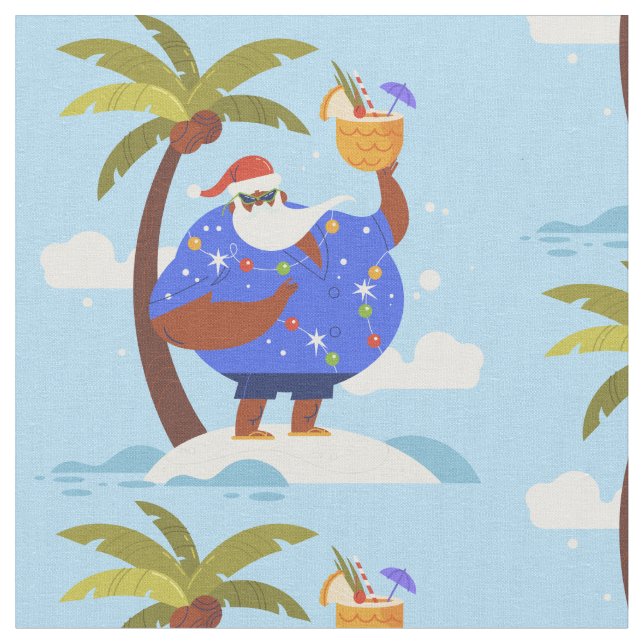 Tropisk sommarjulsemester svart Santa Tyg (Närbild)