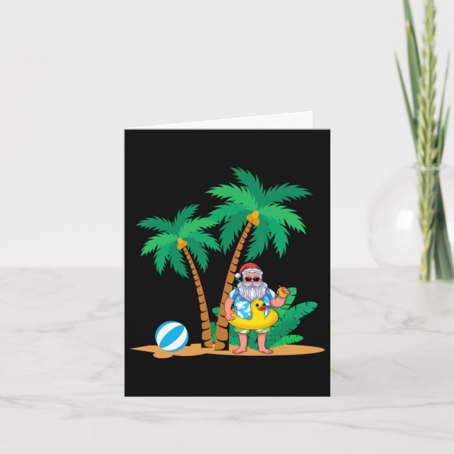 Tropisk sommarlov rolig jultomte jul kort (Framsida)