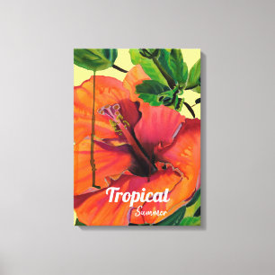 Tropisk sommarorange hibiscus canvastryck