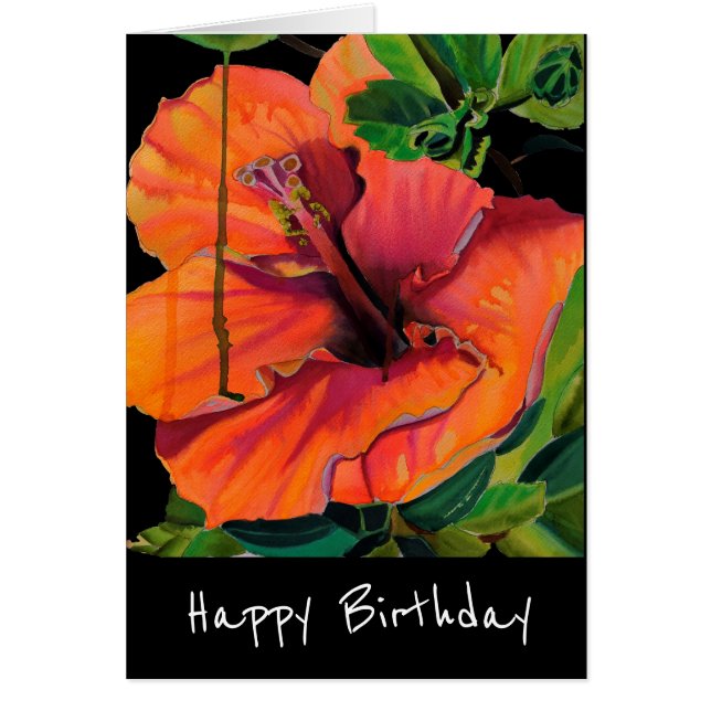 Tropisk sommarorange hibiscus hälsningskort (Framsidan)