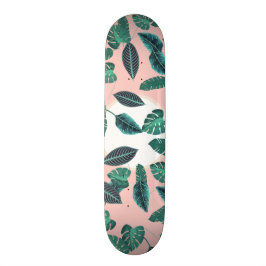 Tropisk sommarrosagrönt lämnar solnedgångmönster mini skateboard bräda 18,5 cm