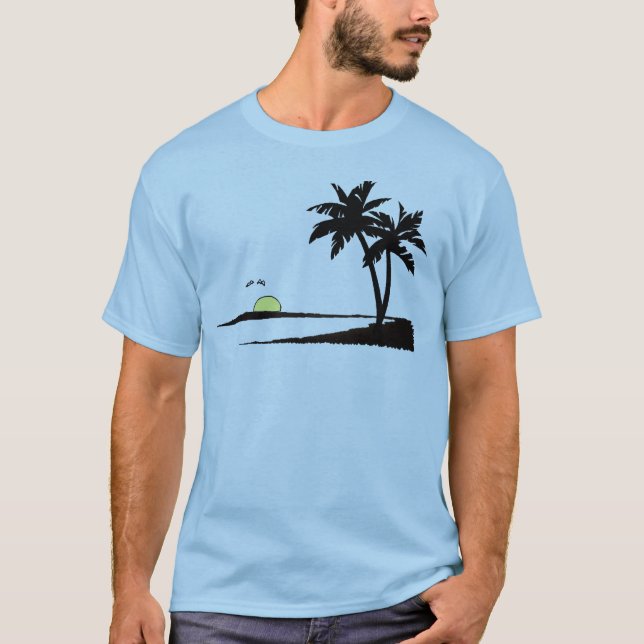 tropisk sommarsolnedgång t shirt (Framsida)
