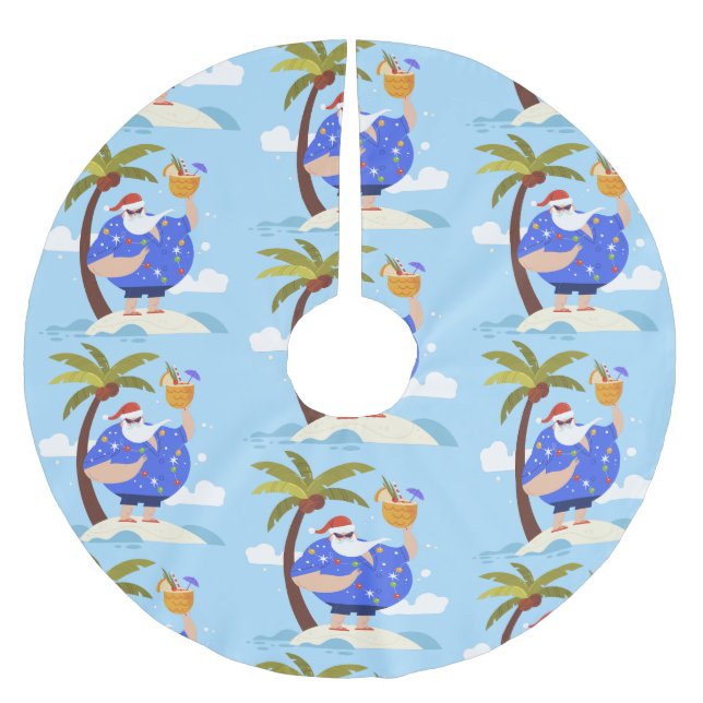 Tropisk sommartid jul jul-semester, tomten julgransmatta borstad polyester (Framsidan)