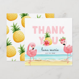 Tropisk sommartid Rosa Flamingo Birthday Flat Tack Kort