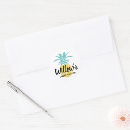 Tropisk söt Pineapple Luau Födelsedagsfest Runt Klistermärke