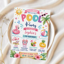 Tropisk Splish Splash Pool Party Födelsedag