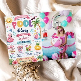 Tropisk Splish Splash Pool Party Födelsedagsinbjud Inbjudningar