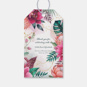 Tropisk stjärndamm trädgård blomsterparadis bröllo presentetikett