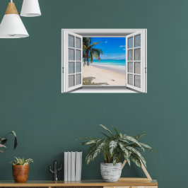 Tropisk strand 3D-fönsterview Poster
