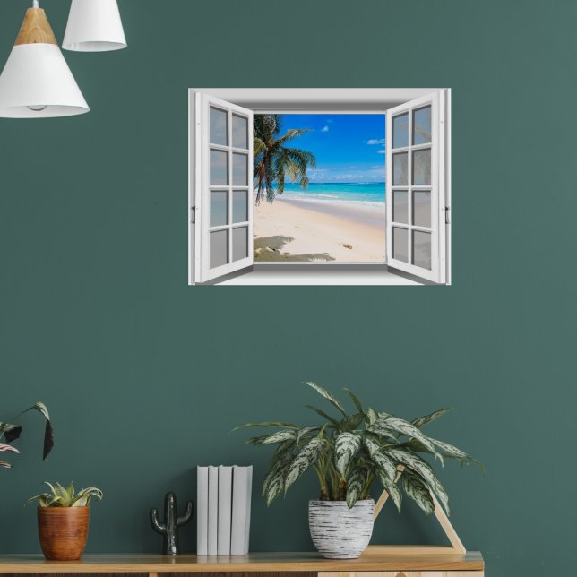 Tropisk strand 3D-fönsterview Poster (Vardagsrum 1)