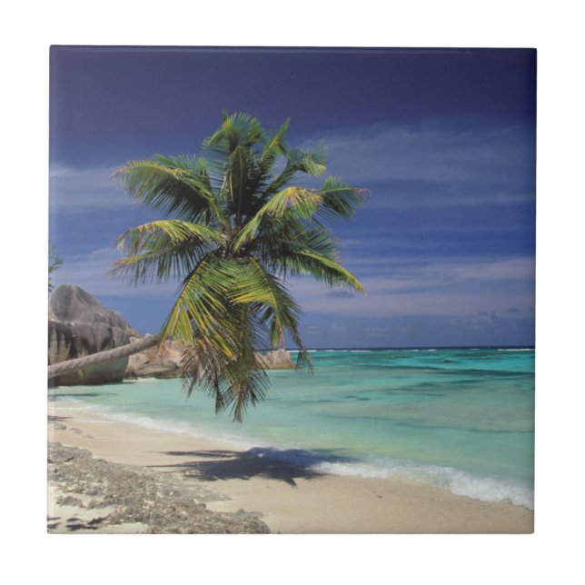 Tropisk strand, Anse Sourse D'Argent, La Digue Kakelplatta (Framsidan)