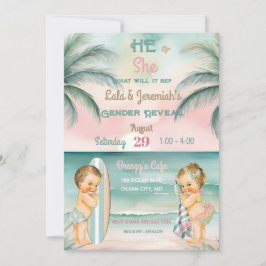 Tropisk strand Baby Kölnet avslöjande Blush Sage Inbjudningar